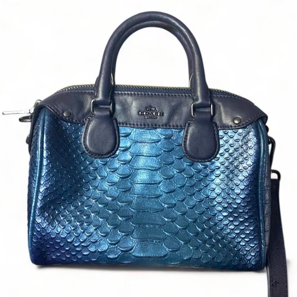 COACH SNAKESKIN TWO-TONE BLUE TOP HANDLE/ SHOULDERBAG LIMITED RARE! - Picture 1 of 4